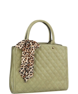 Fashion Quilted Leopard Scarf Satchel QF0031 SAGE